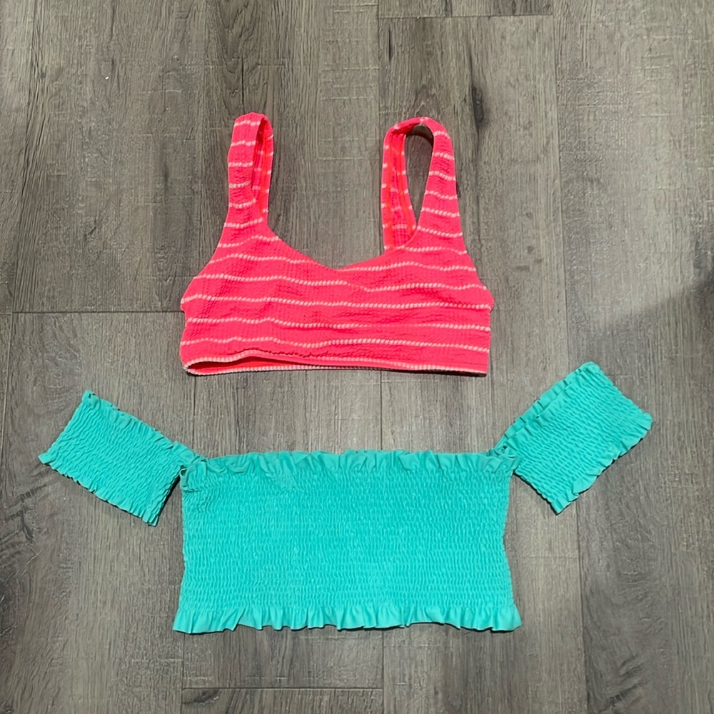NWOT Body Glove Swim Small Bundle Pink & White Stripe & Sea Foam Off Shoulder